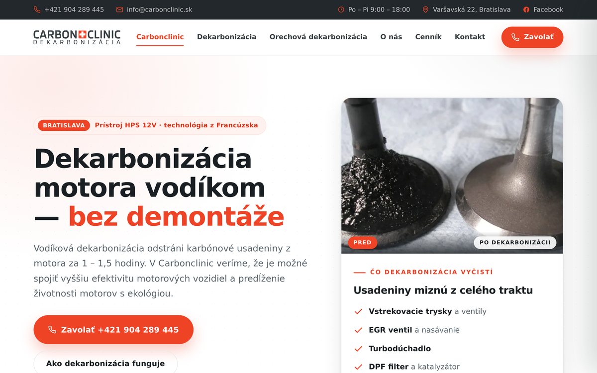 Náhľad webu Carbon Clinic