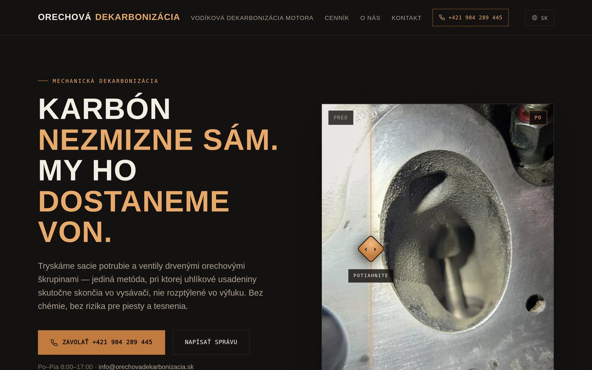 Náhľad webu Orechová dekarbonizácia