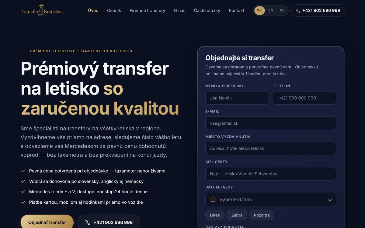 Náhľad webu Transfer Bratislava